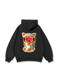 Functional Cat-ear Cap Black Hoodie