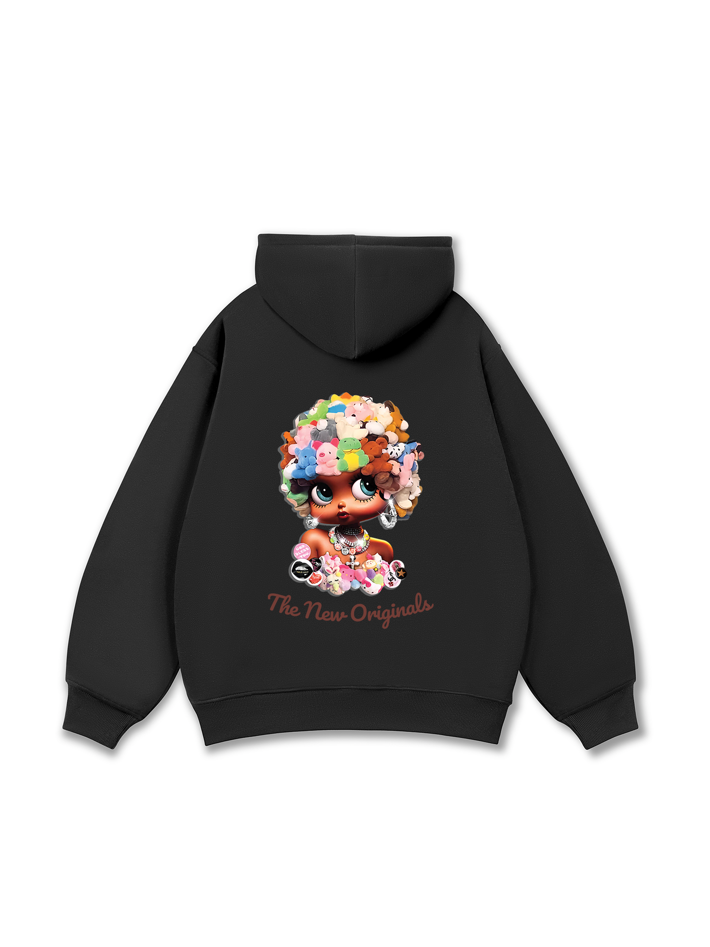 Colorful Plush Doll Head Cover Cartoon girl Hoodie