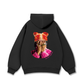 Jewel Ring & Orange Kitty Cap Wash Hoodie