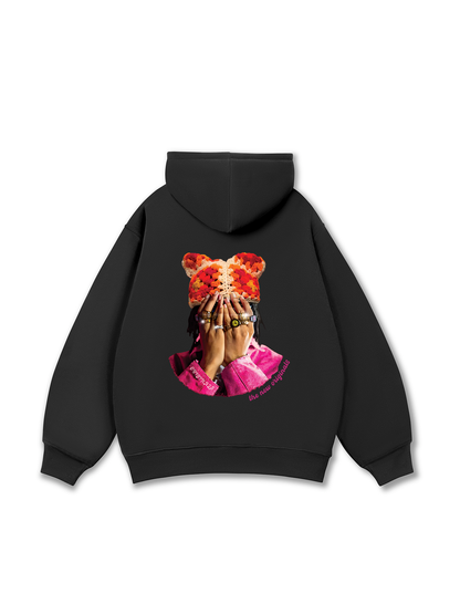 Jewel Ring & Orange Kitty Cap Wash Hoodie