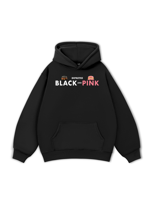 Áo Hoodie Nỉ Bông Sweet Pastry Black Pink Meow Meow Strawberry