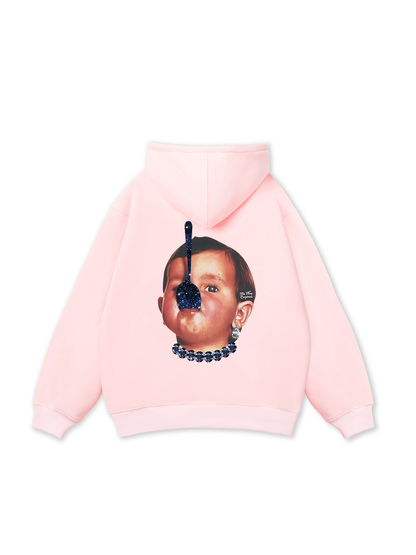 Funny spoon-covered face boy Hoodie