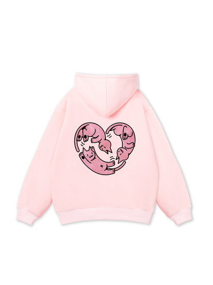 Áo Hoodie Nỉ Bông Meow Meow Heart