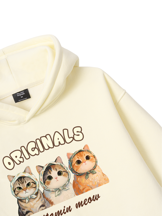 Áo Hoodie Nỉ Bông Cute Three Cat Vitamin Meow