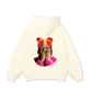 Jewel Ring & Orange Kitty Cap Wash Hoodie
