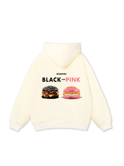 Áo Hoodie Nỉ Bông Sweet Pastry Black Pink Meow Meow Strawberry