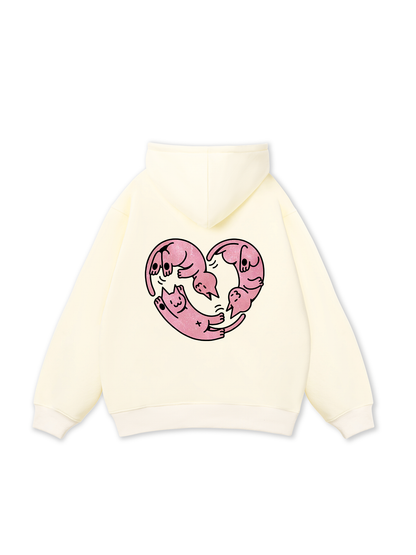 Áo Hoodie Nỉ Bông Meow Meow Heart