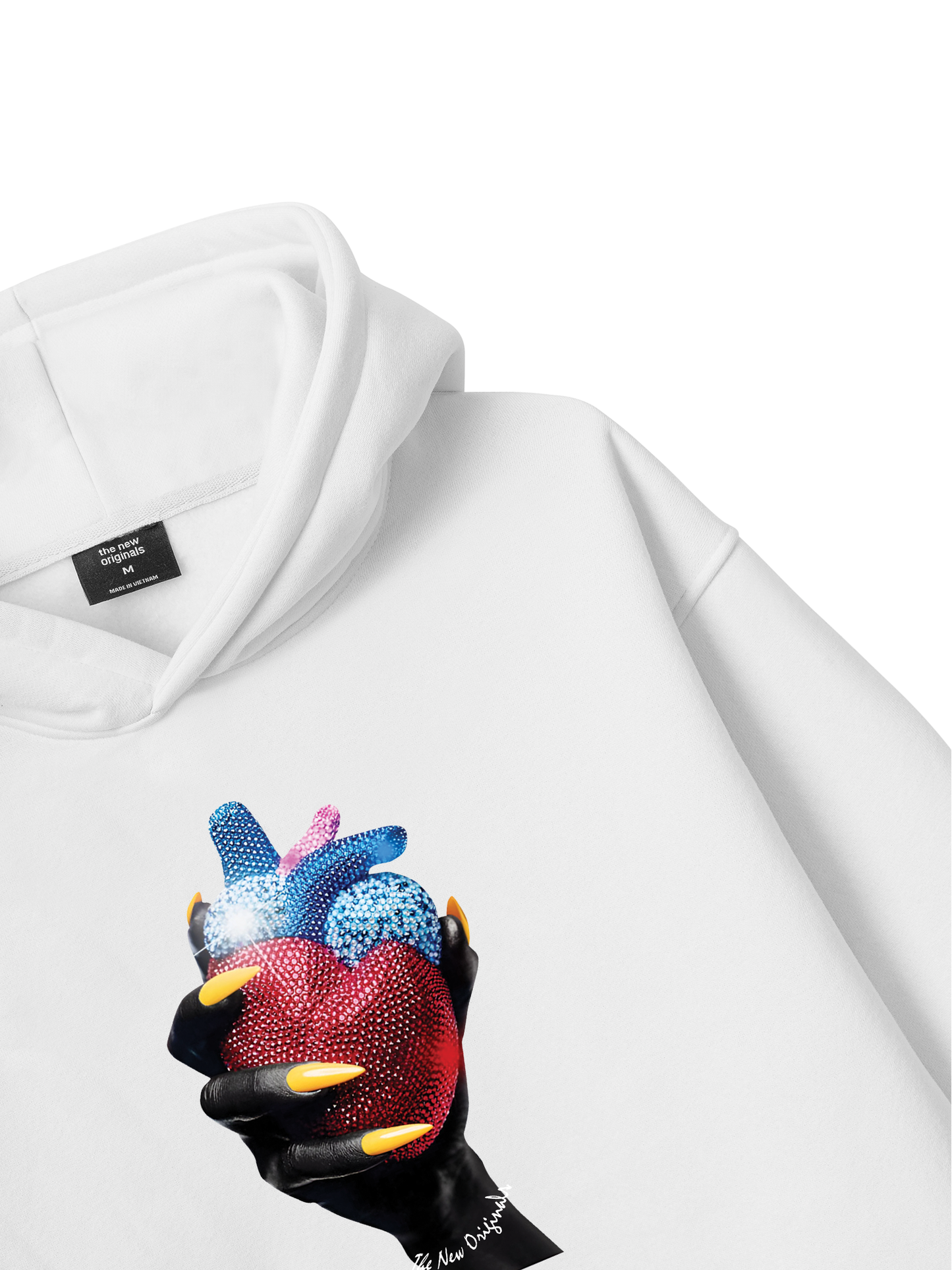 Handheld colorful rhinestone art heart Hoodie