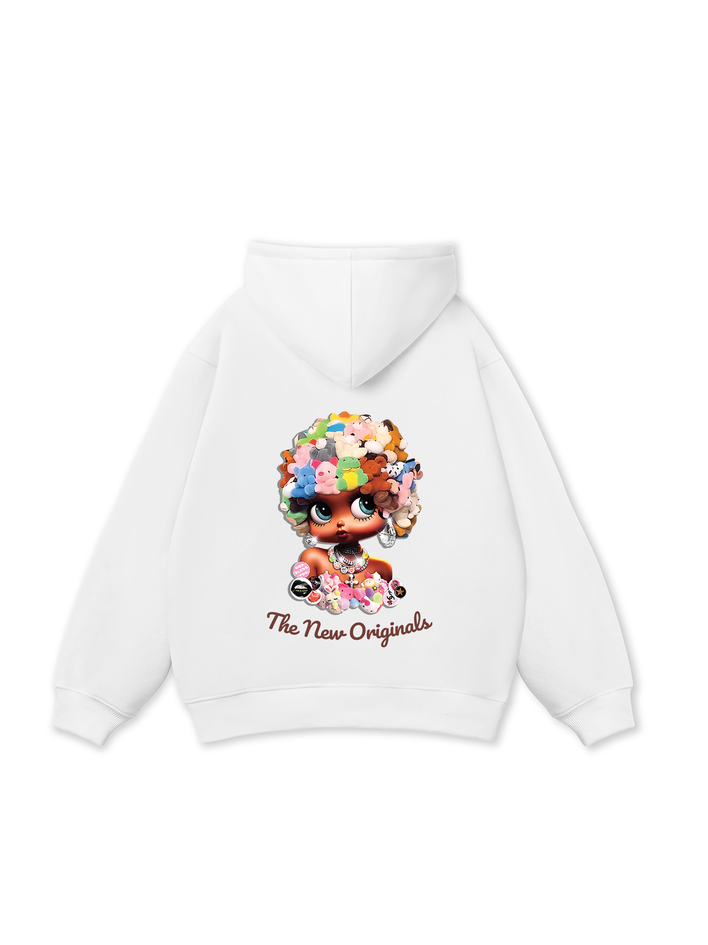 Colorful Plush Doll Head Cover Cartoon girl Hoodie