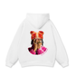 Jewel Ring & Orange Kitty Cap Wash Hoodie