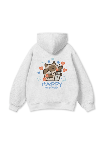 Áo Hoodie Nỉ Bông Happy Luv Cat Couple