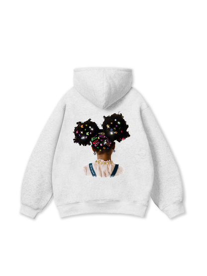 Colorful Diamond Hairpin Afro Girl Hoodie