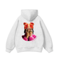 Jewel Ring & Orange Kitty Cap Wash Hoodie