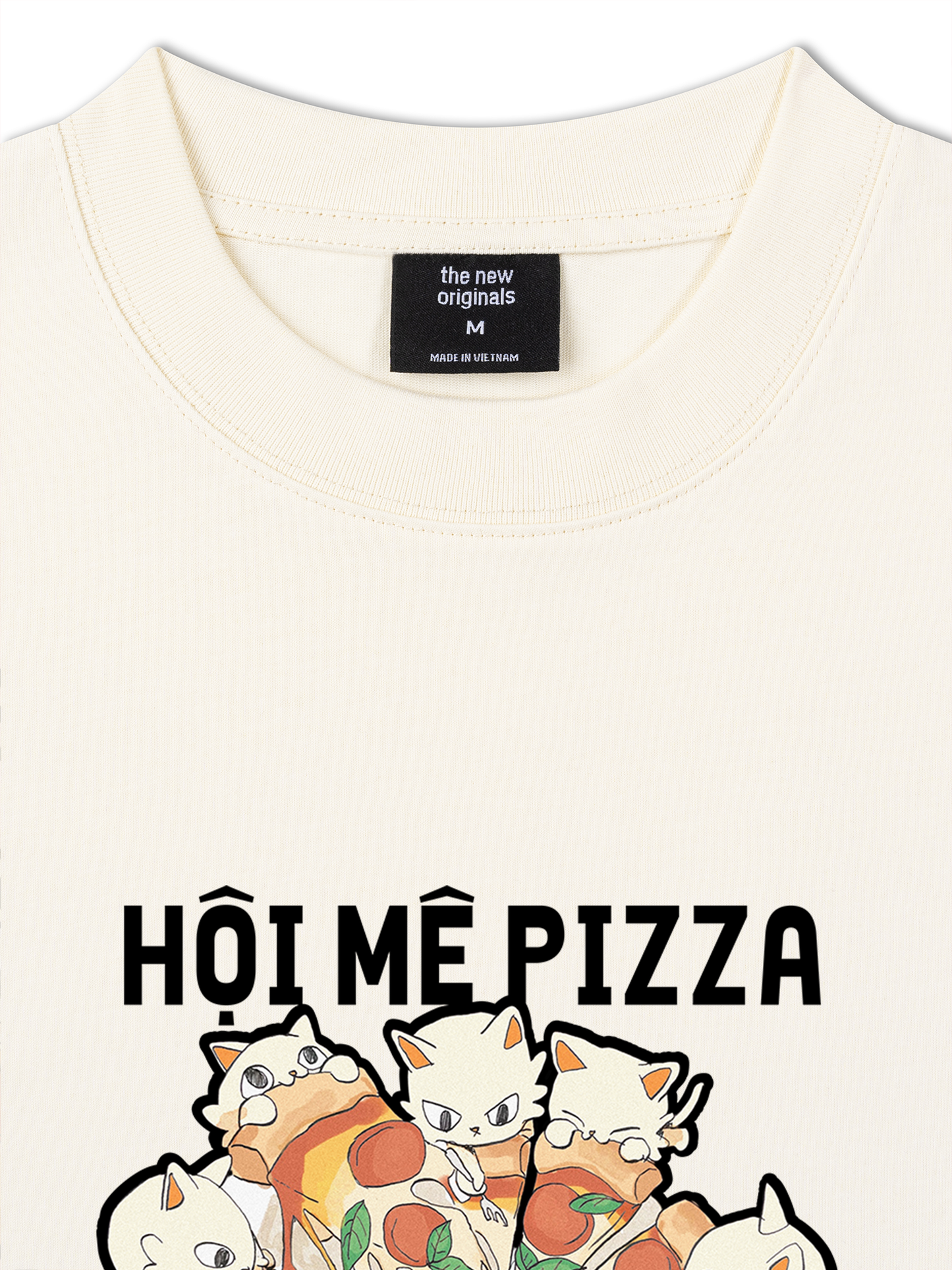 Áo Thun Relaxed Fit Hội Mèo Mê Pizza