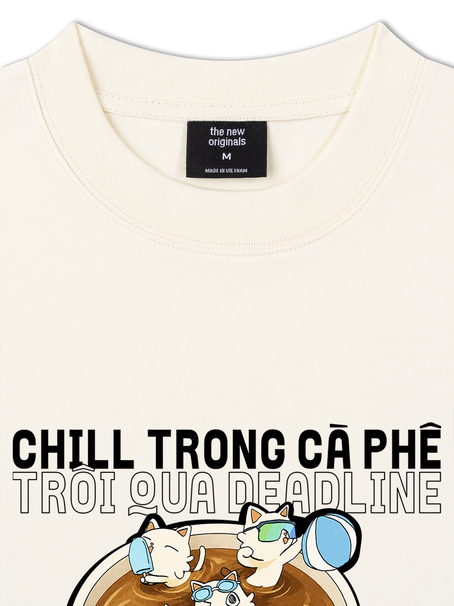 Áo Thun Relaxed Fit Hội Mèo Chill trong Cà Phê