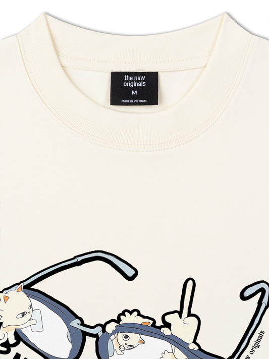 Áo Thun Relaxed Fit Hội Mèo Đeo Kính