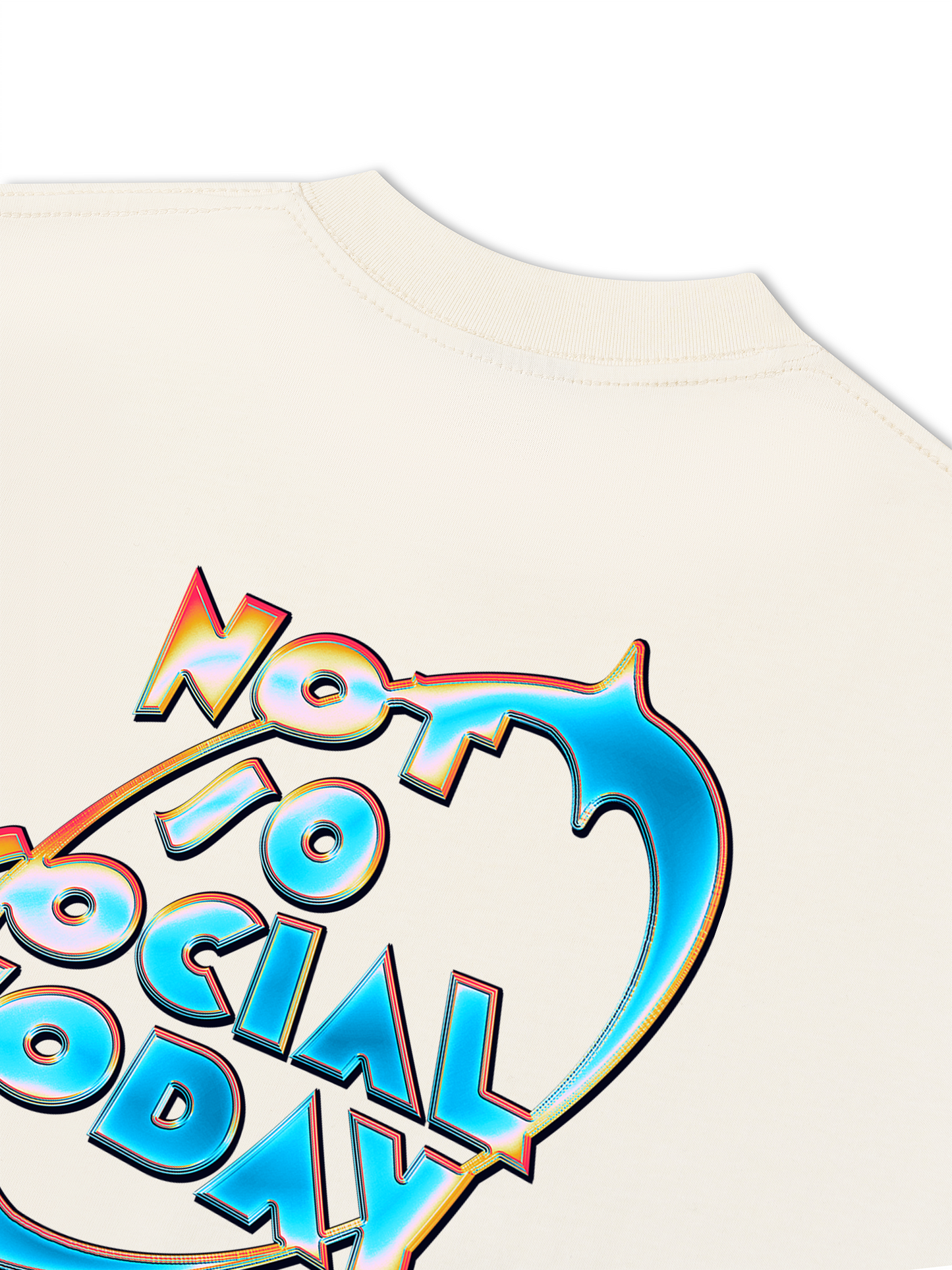 Áo Thun Relaxed Fit Not So Social Today Neon Holographic