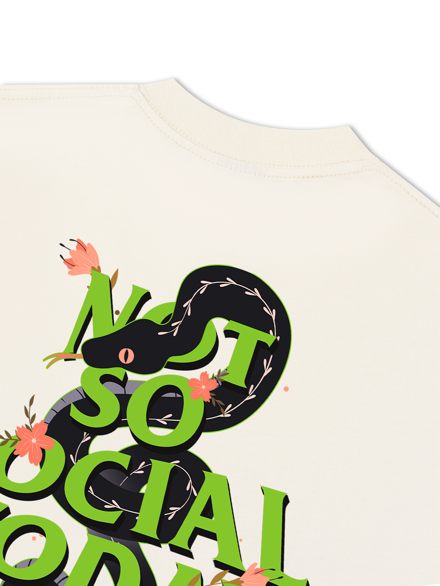 Áo Thun Relaxed Fit Not So Social Today Cherry Snake