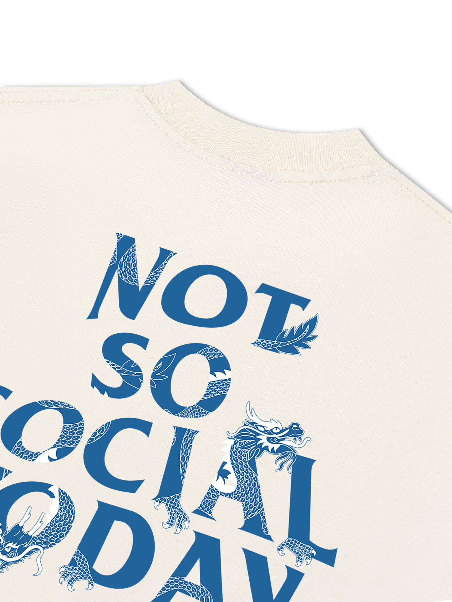 Áo Thun Relaxed Fit Not So Social Today Blue Dragon