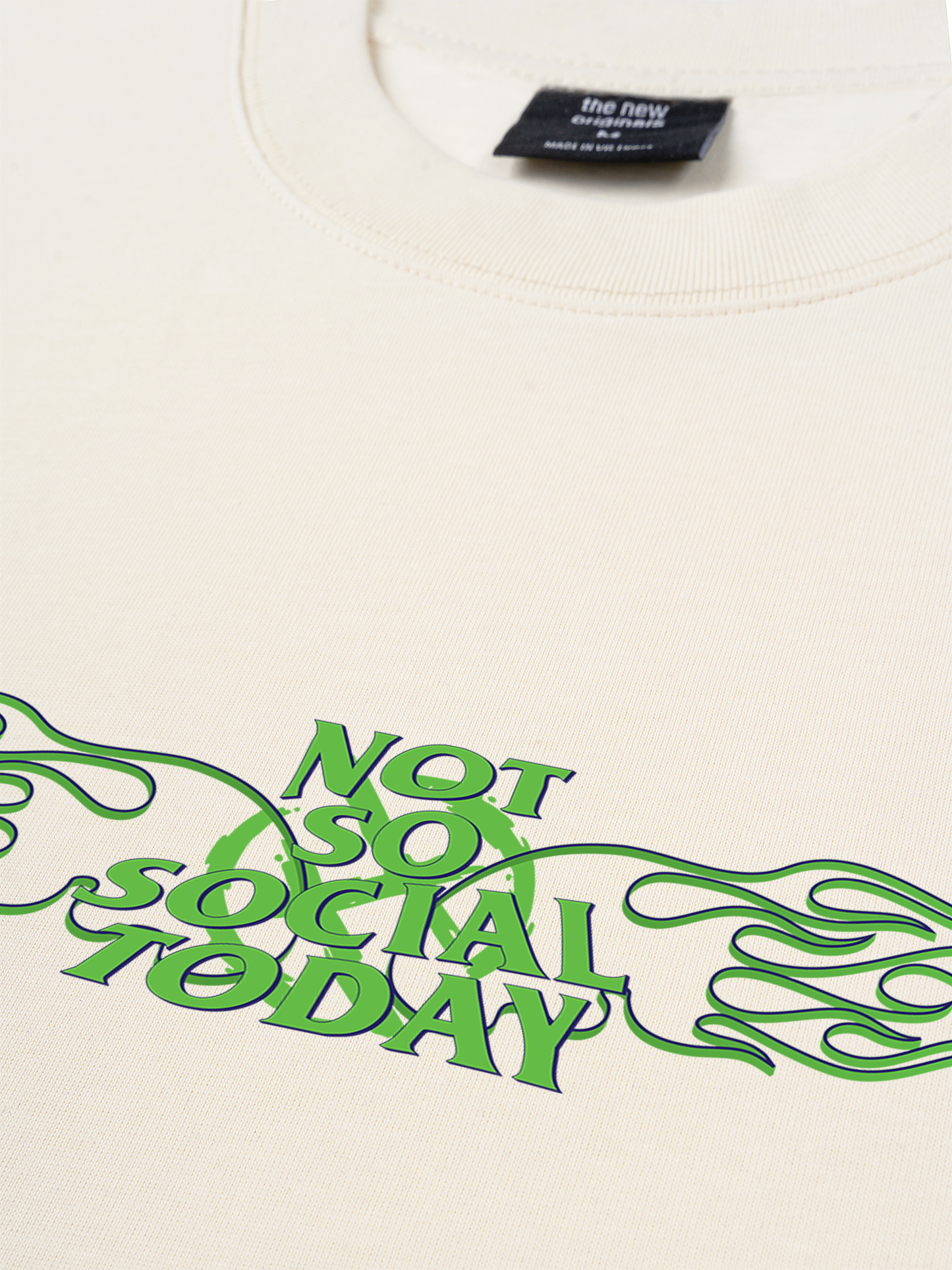 Áo Thun Relaxed Fit Not So Social Today Green Fire
