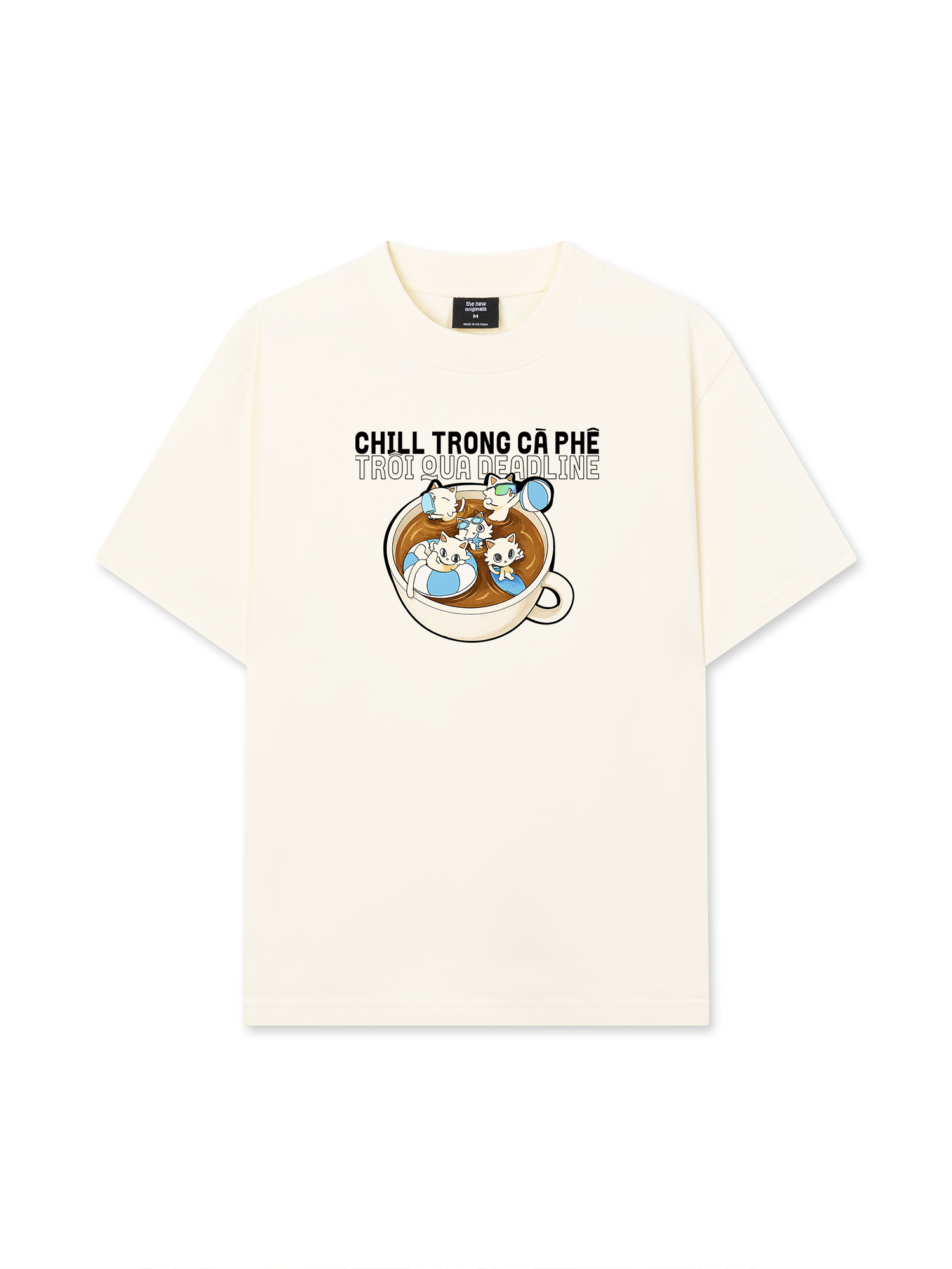 Áo Thun Relaxed Fit Hội Mèo Chill trong Cà Phê