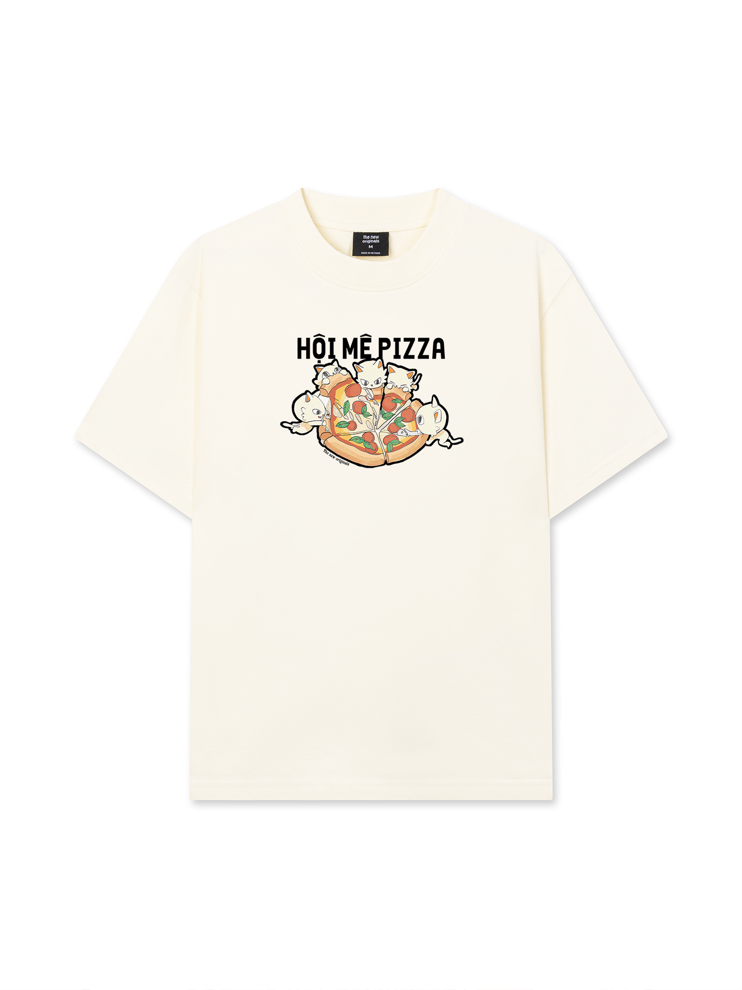 Áo Thun Relaxed Fit Hội Mèo Mê Pizza