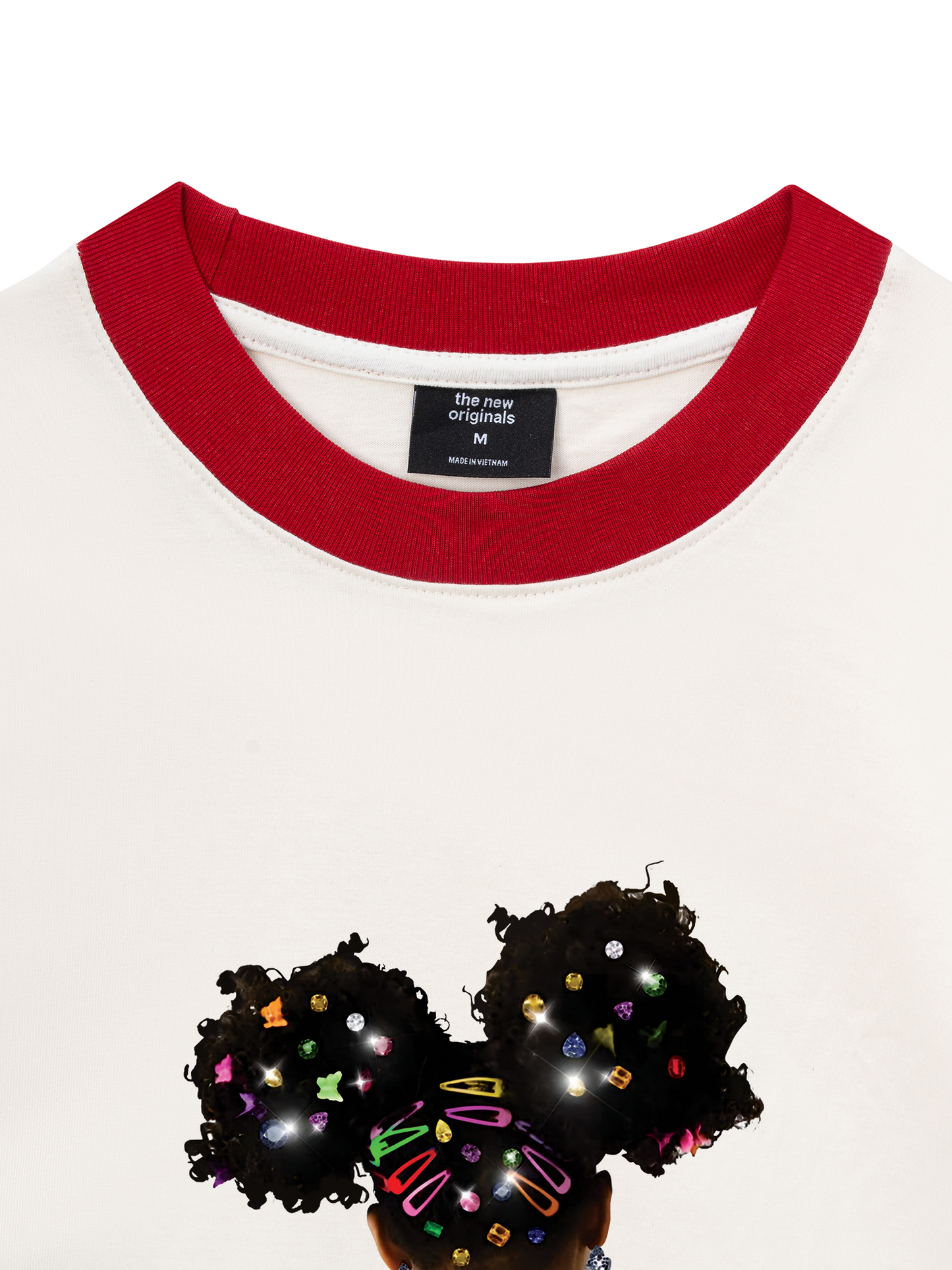 Áo Thun Ringer Relaxed Fit Colorful Diamond Hairpin Afro Girl