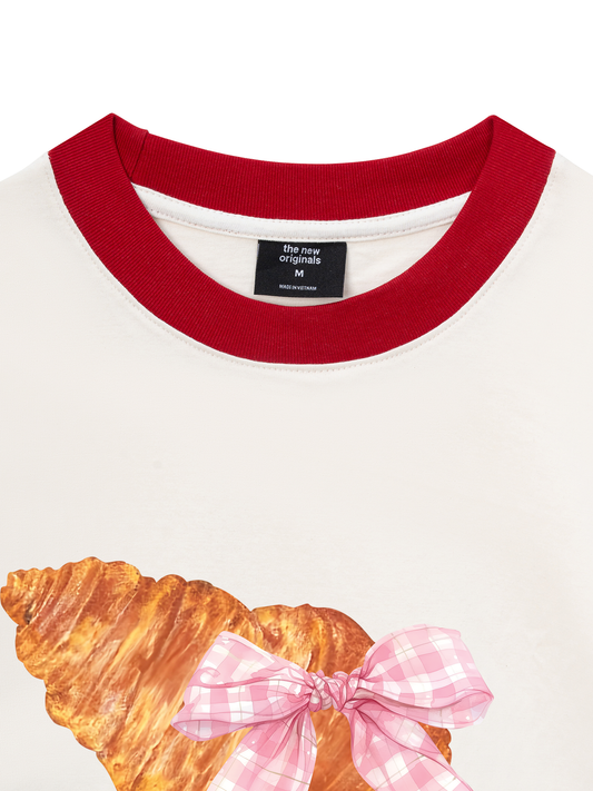 Áo Thun Ringer Relaxed Fit Go Get A Croissant