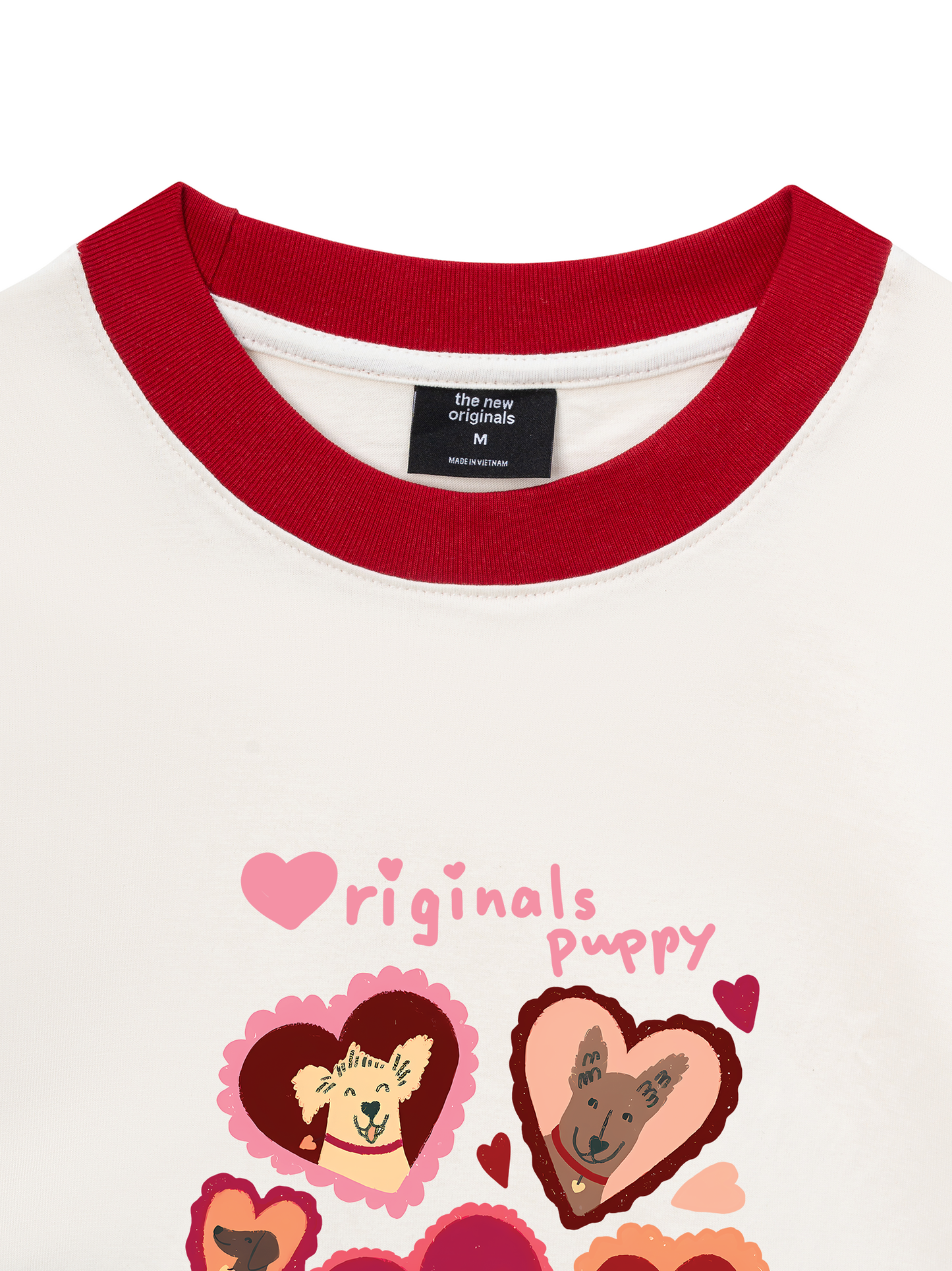 Áo Thun Ringer Relaxed Fit Animal Puppy Heart