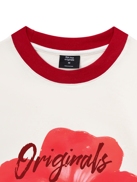 Áo Thun Ringer Relaxed Fit Summer Vibes Red Flower