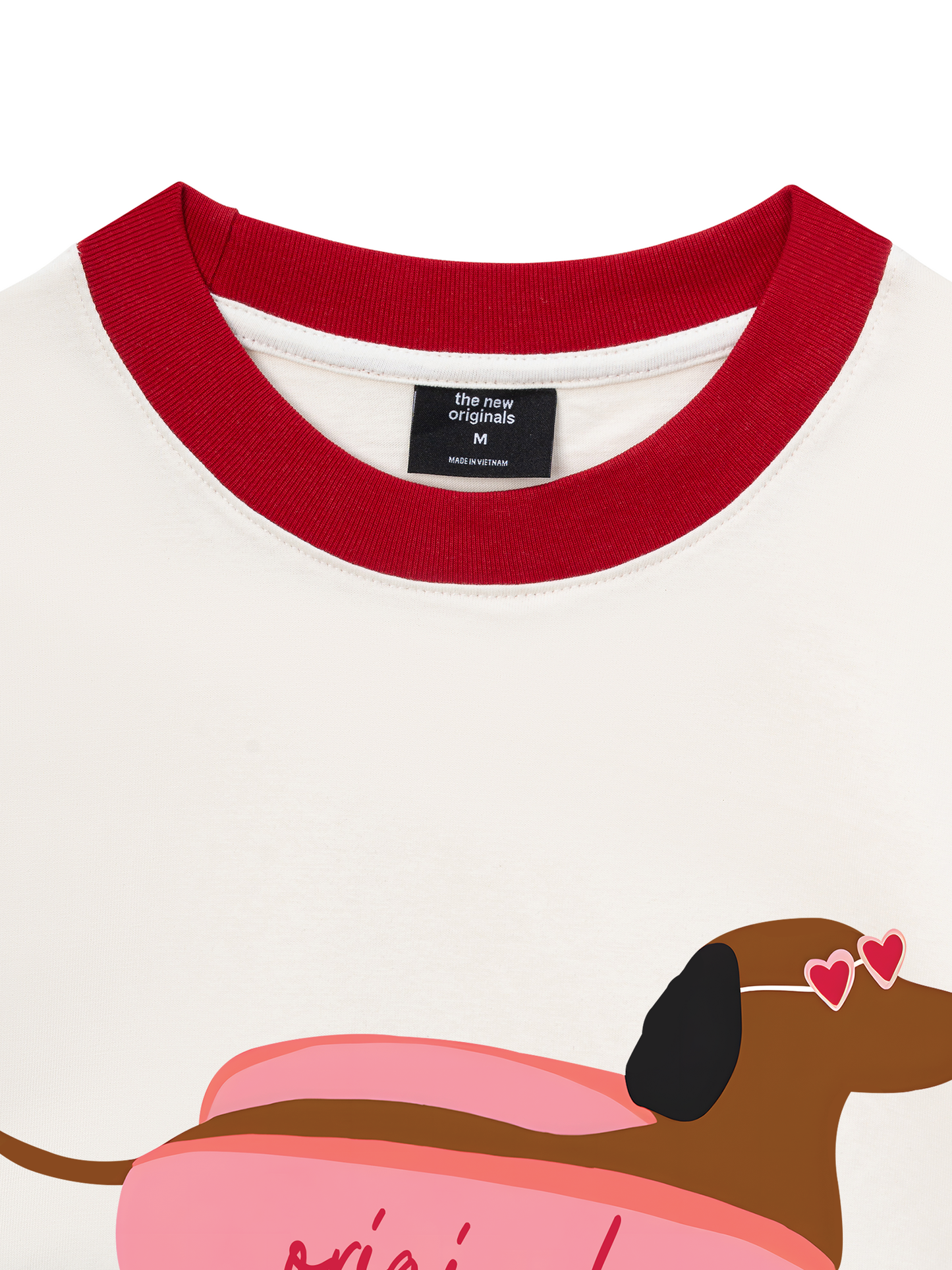 Áo Thun Ringer Relaxed Fit Pink Dachshund
