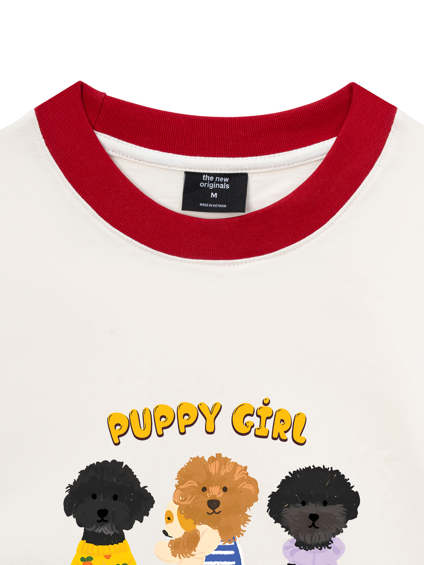 Áo Thun Ringer Relaxed Fit Animal Puppy Girl