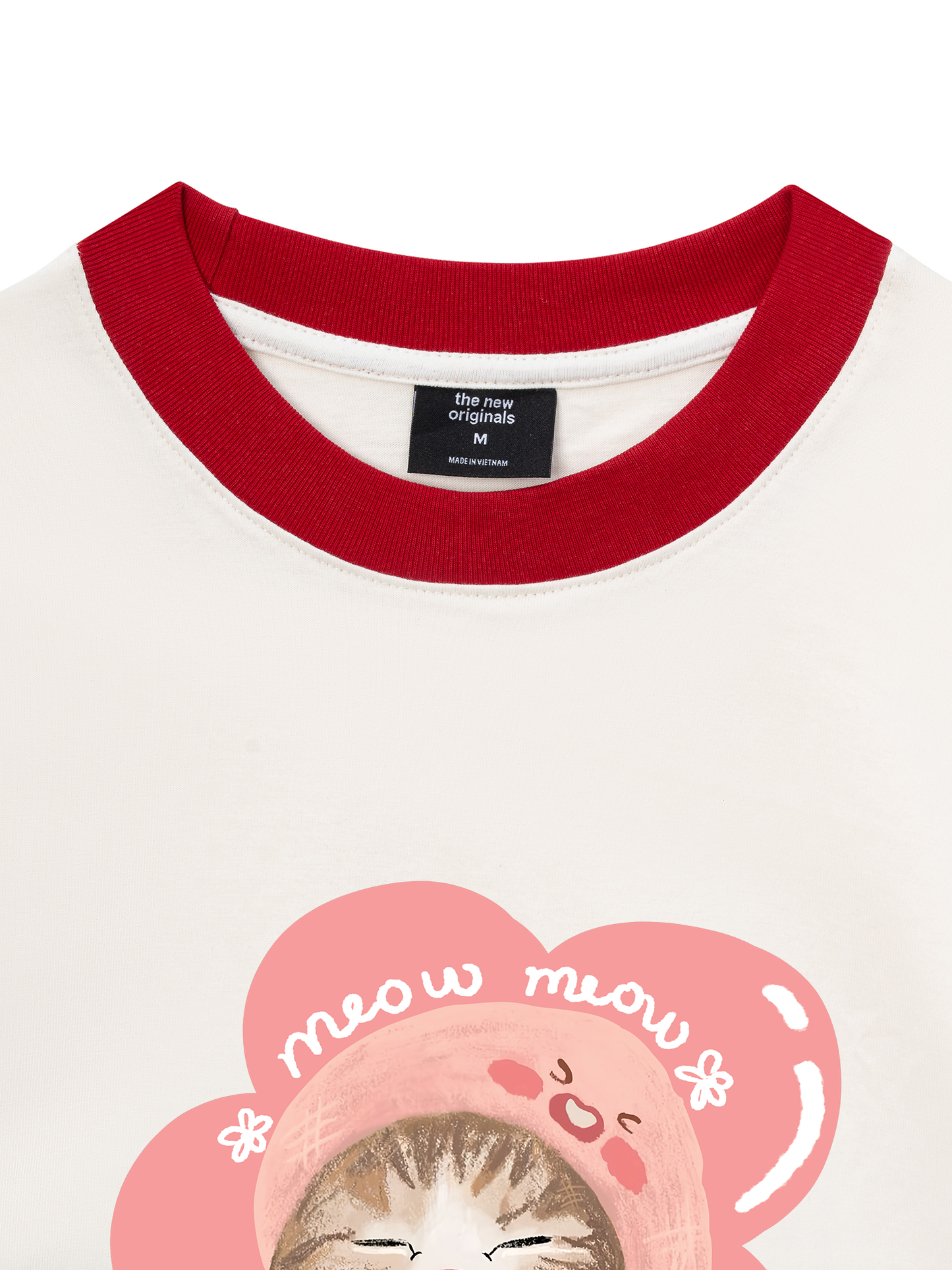 Áo Thun Ringer Relaxed Fit Flower Cat