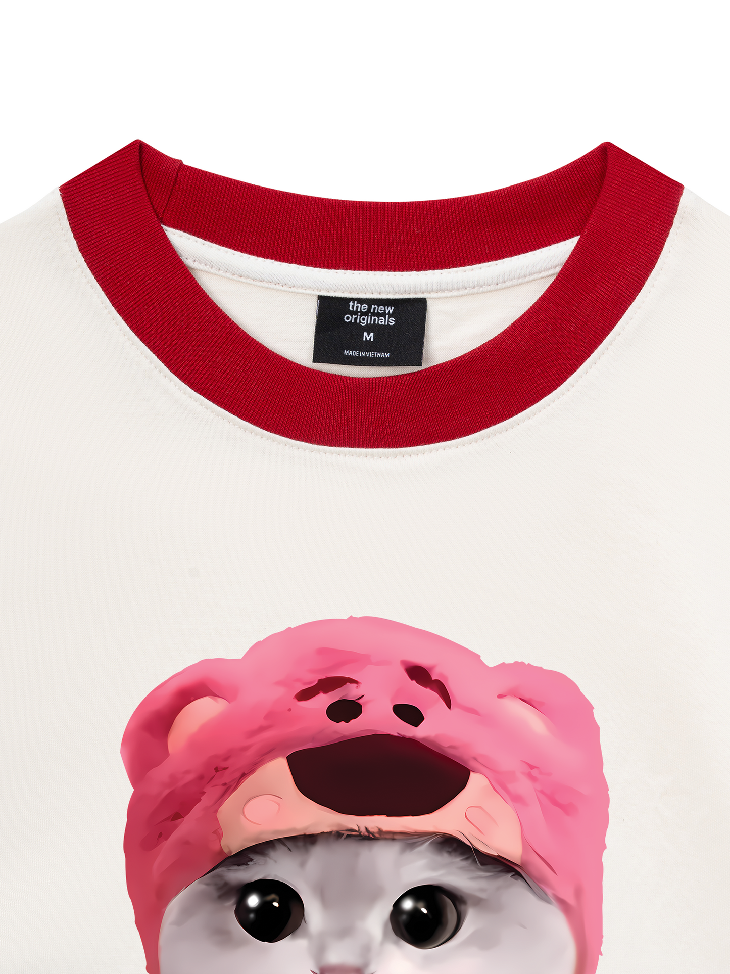 Áo Thun Ringer Relaxed Fit Animal Mood Pink Meow