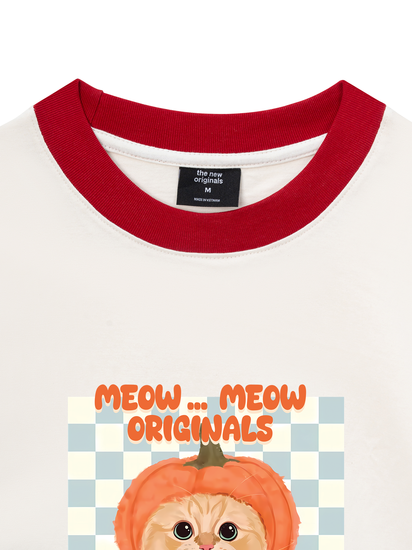 Áo Thun Ringer Relaxed Fit Animal Meow Pumpkin