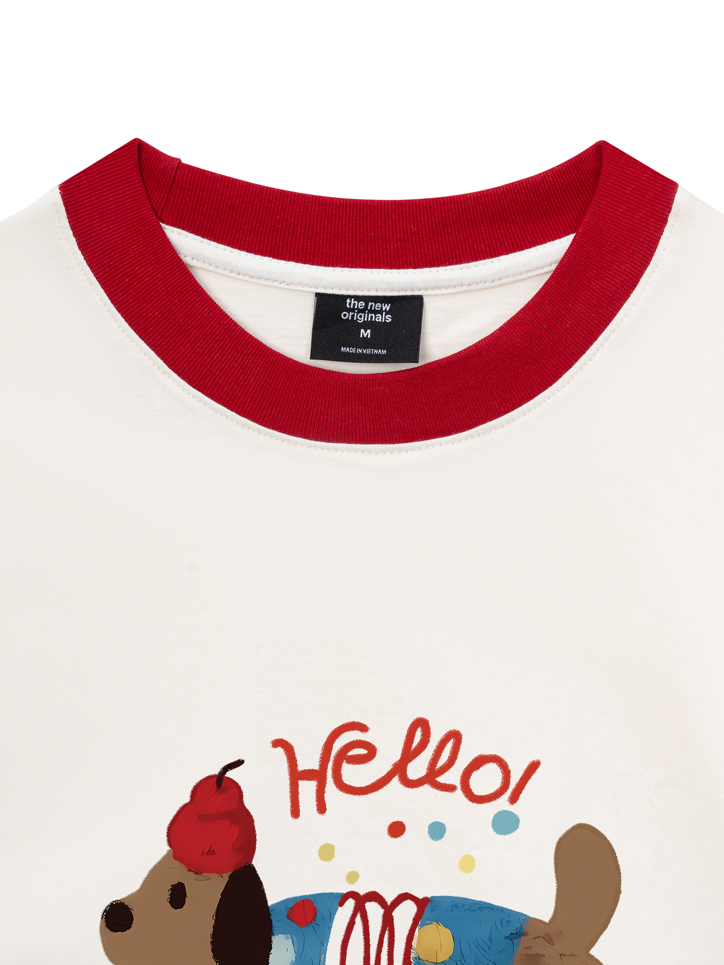 Áo Thun Ringer Relaxed Fit Animal Hello Cute Puppy