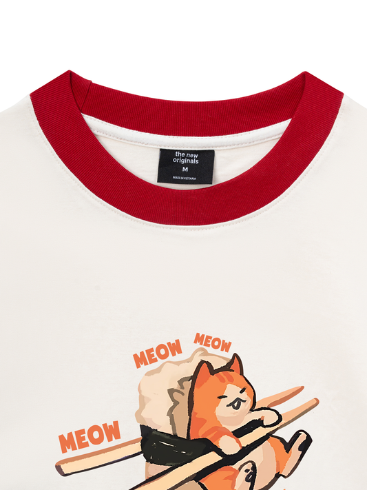 Áo Thun Ringer Relaxed Fit Sushi Meow