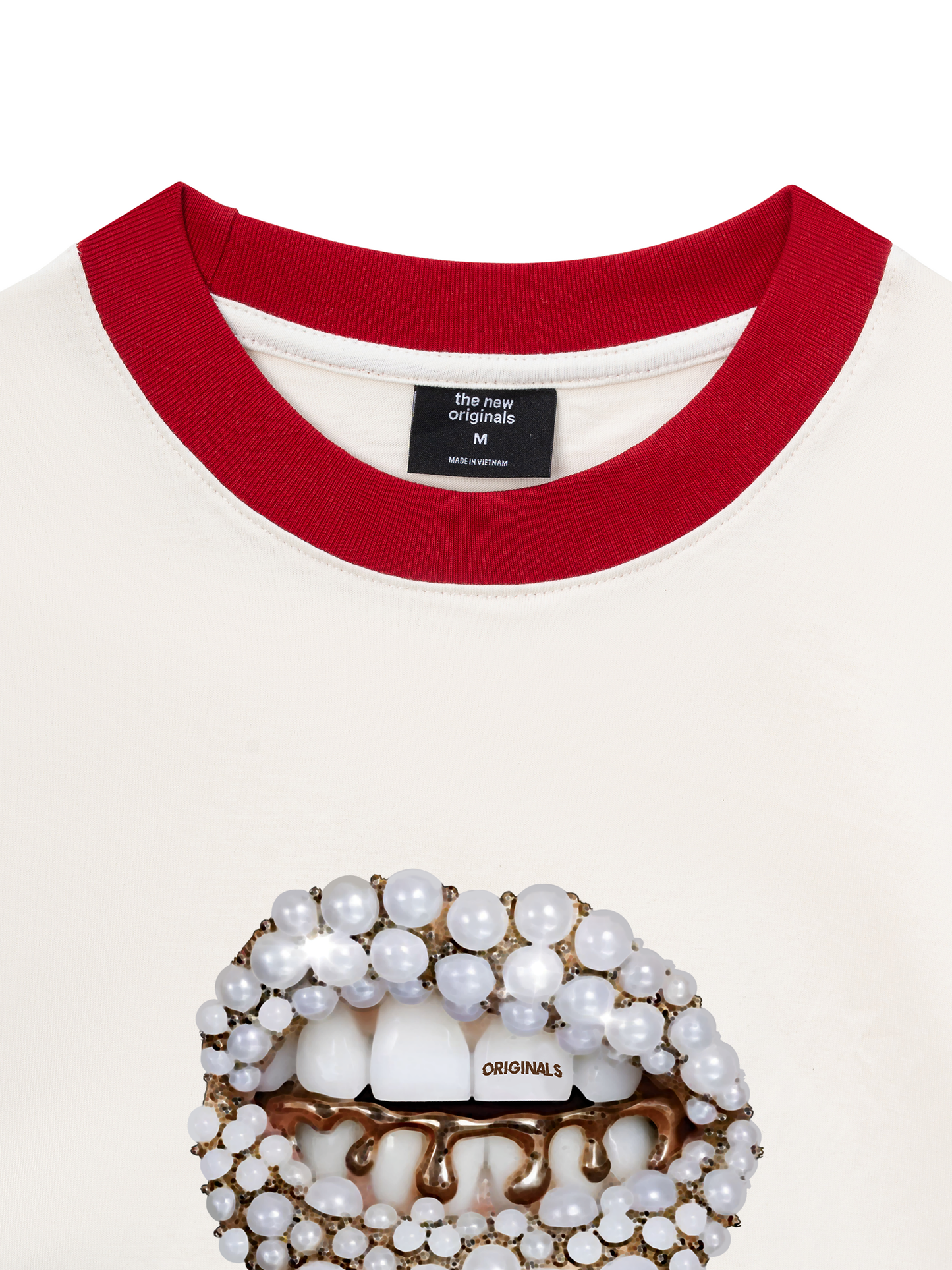 Áo Thun Ringer Relaxed Fit Art Pearl Lip Black