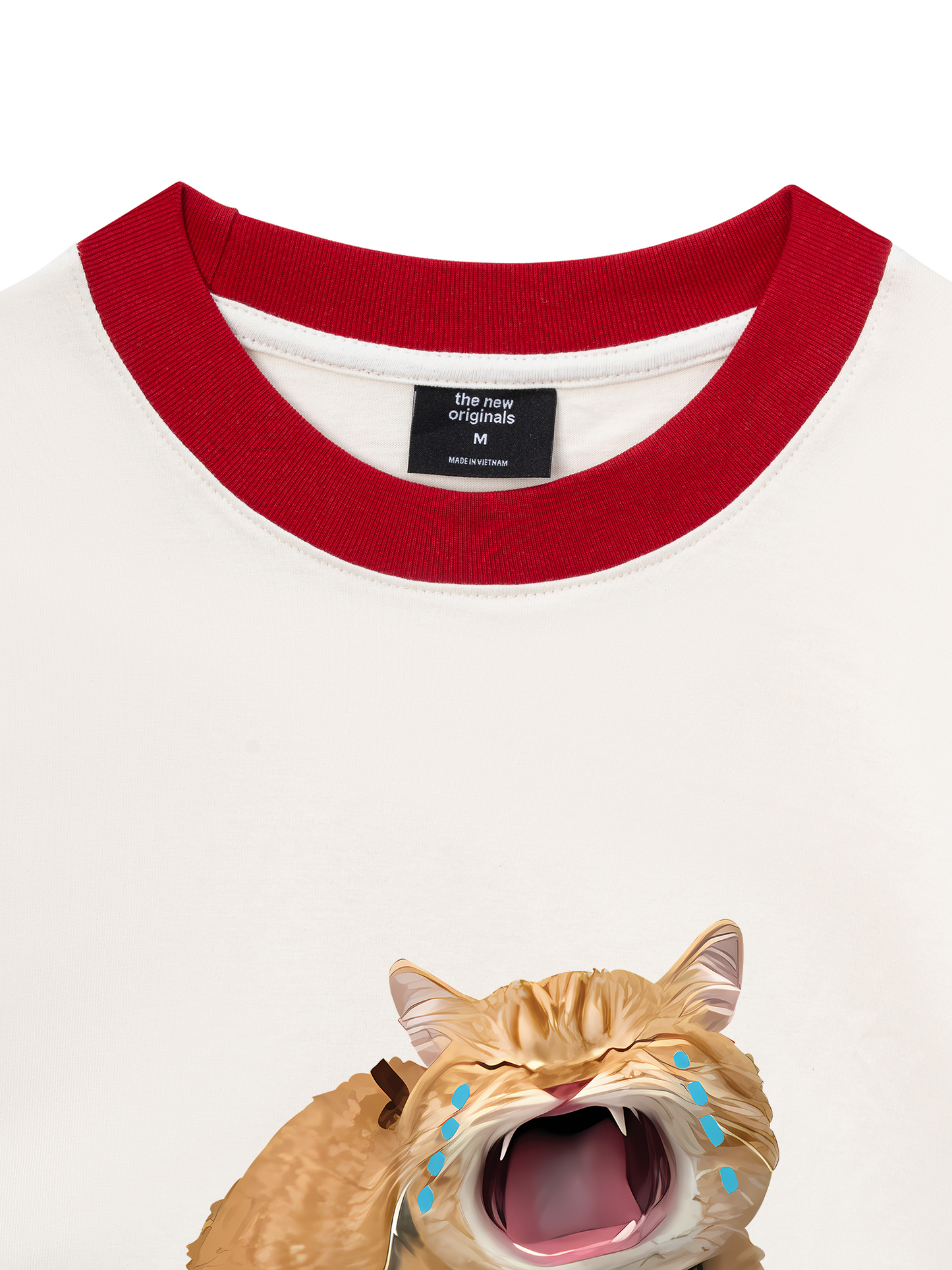 Áo Thun Ringer Relaxed Fit Animal Mood Funny Meow