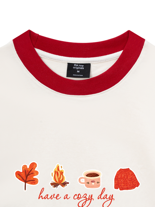 Áo Thun Ringer Relaxed Fit Autumn Vibes Have a Cozy