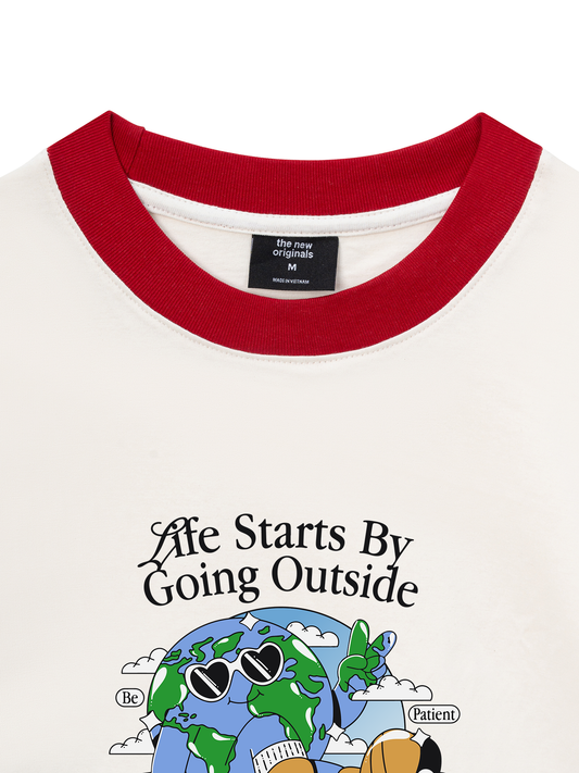 Áo Thun Ringer Relaxed Fit Life Starts By Going Outside