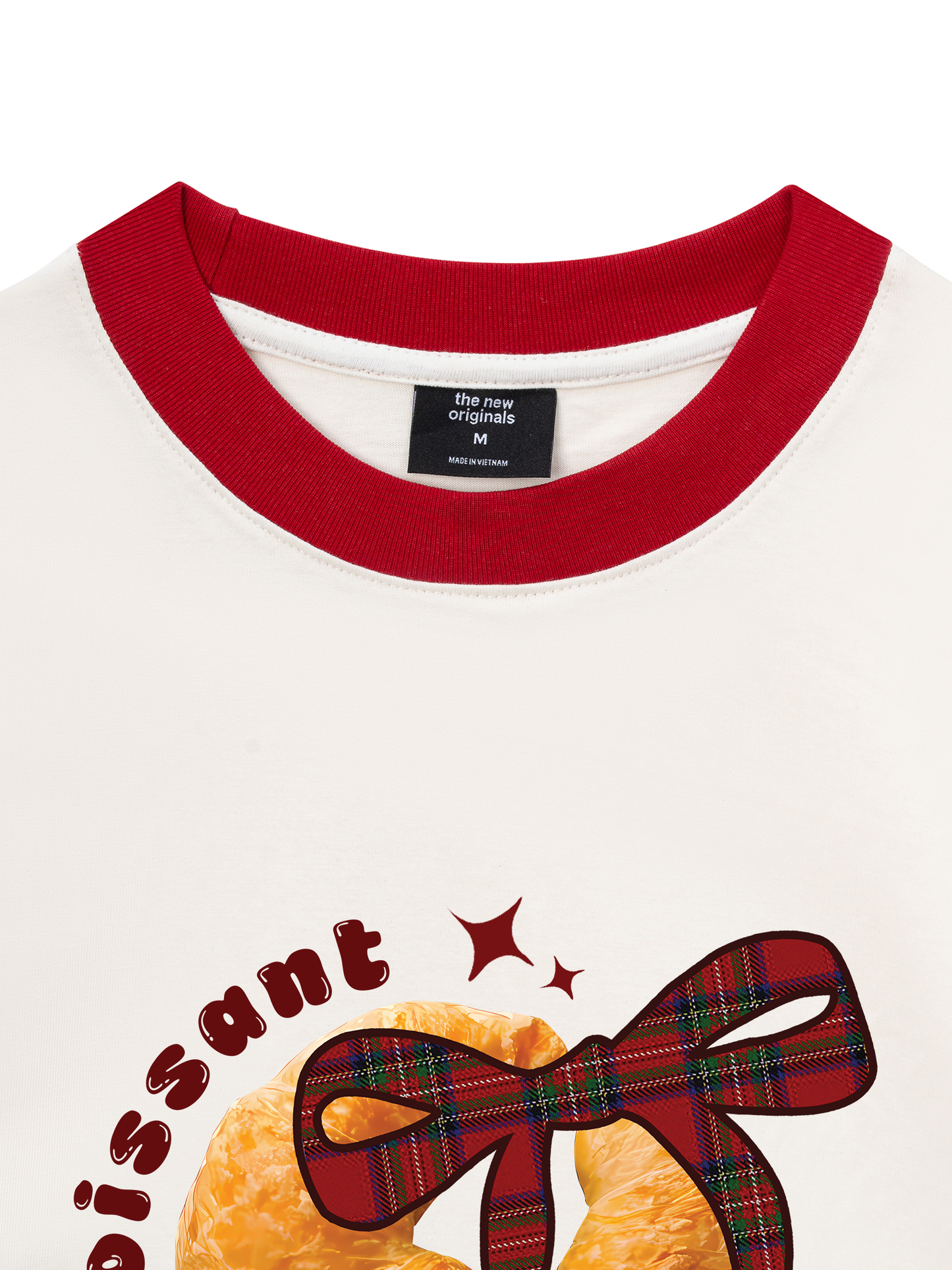 Áo Thun Ringer Relaxed Fit Sweet Pastry Red Plaid Bow