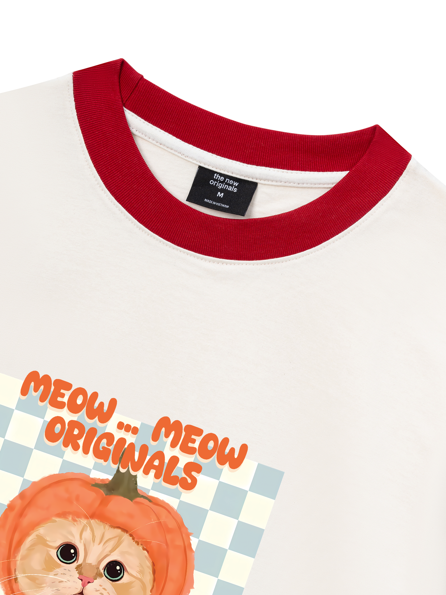 Áo Thun Ringer Relaxed Fit Animal Meow Pumpkin