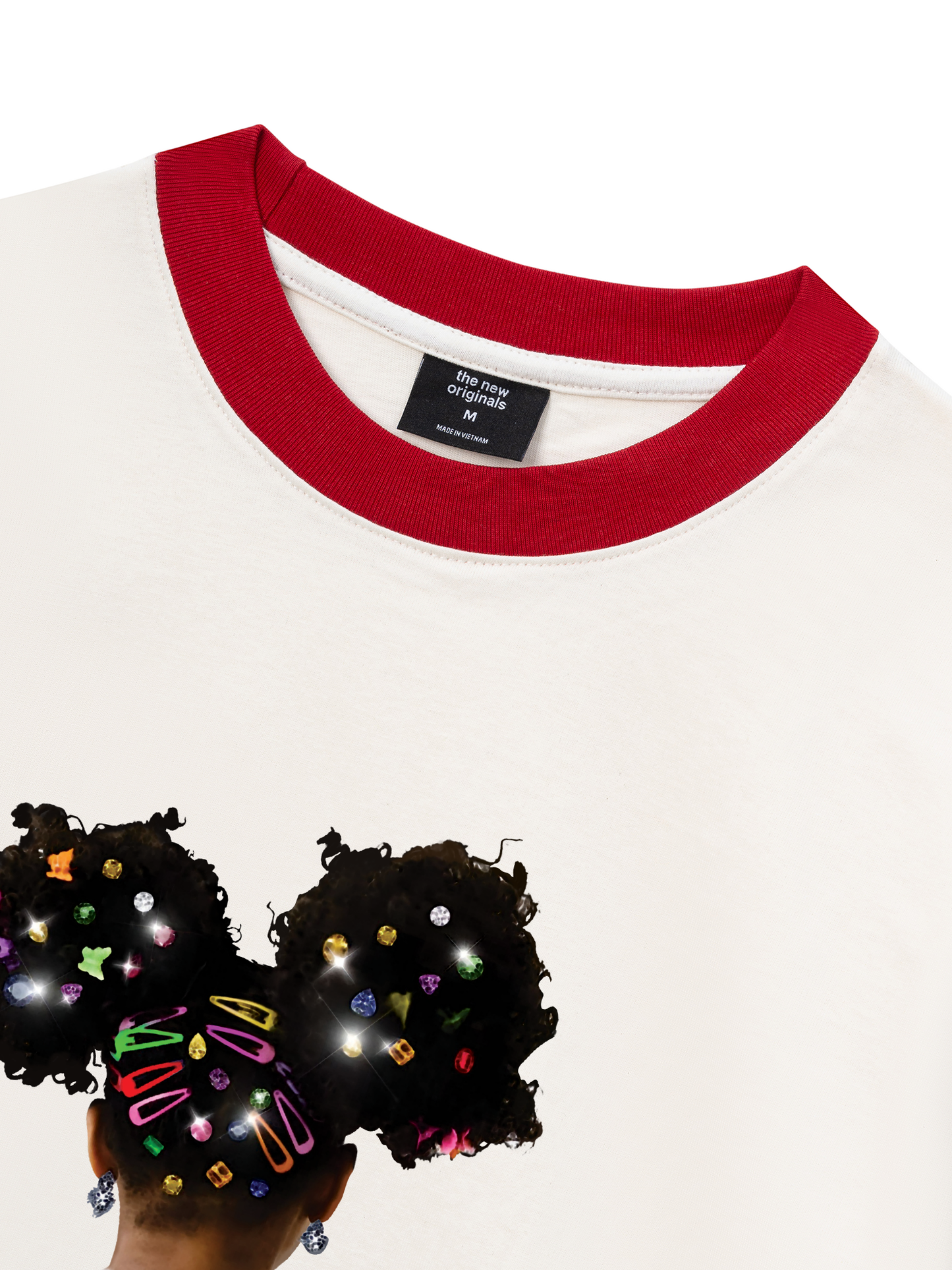 Áo Thun Ringer Relaxed Fit Colorful Diamond Hairpin Afro Girl