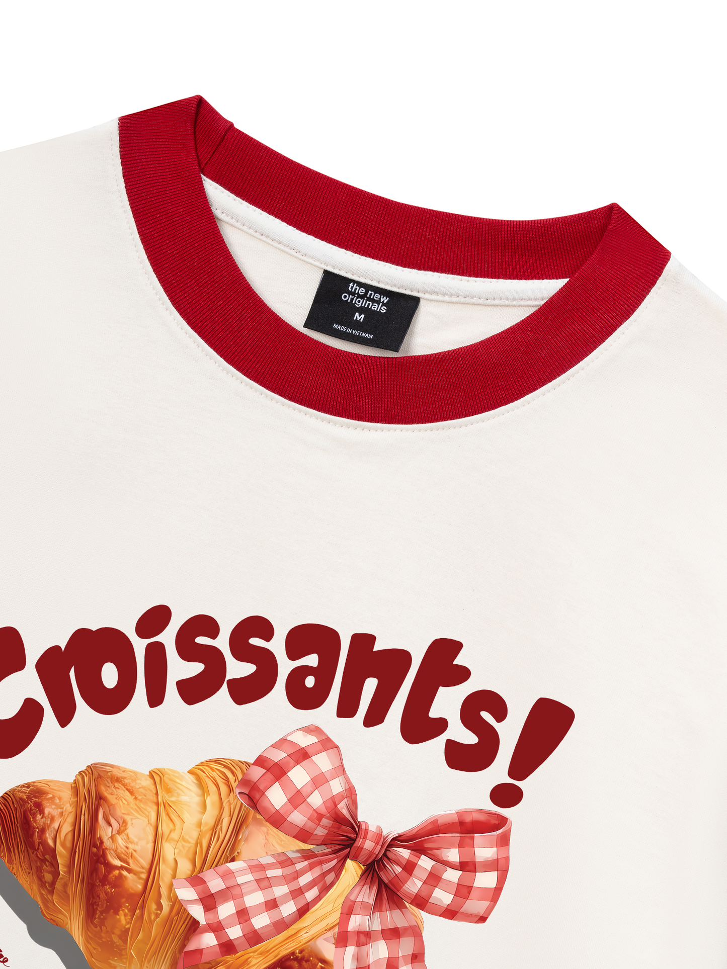 Áo Thun Ringer Relaxed Fit Sweet Pastry Red Bơ Croissant