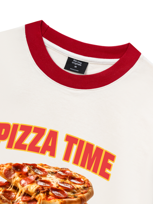 Áo Thun Ringer Relaxed Fit Foody Pizza Time