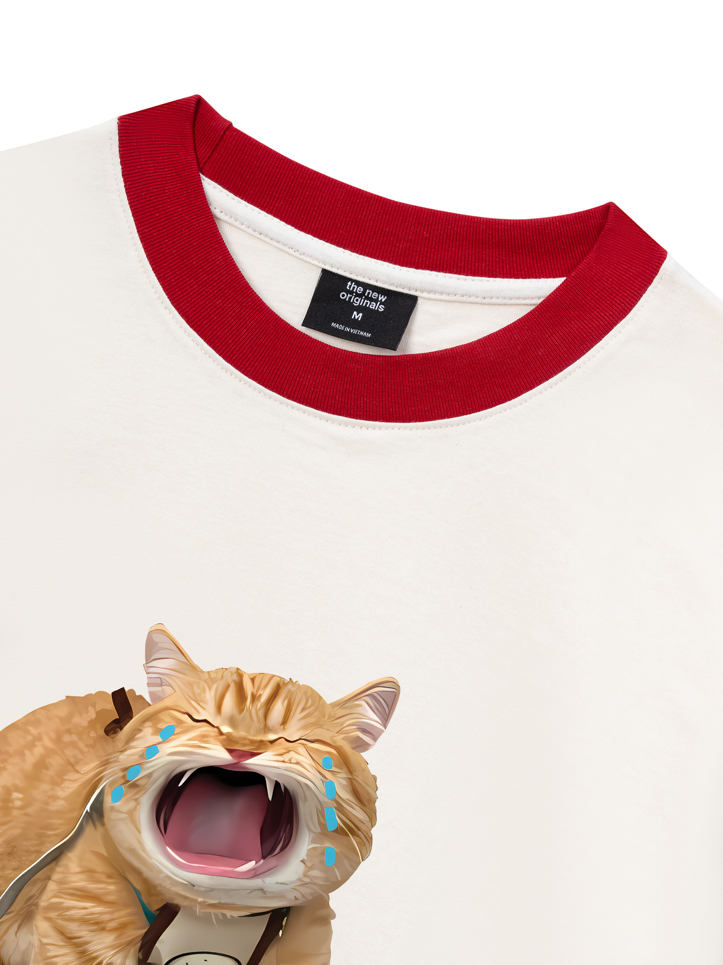 Áo Thun Ringer Relaxed Fit Animal Mood Funny Meow