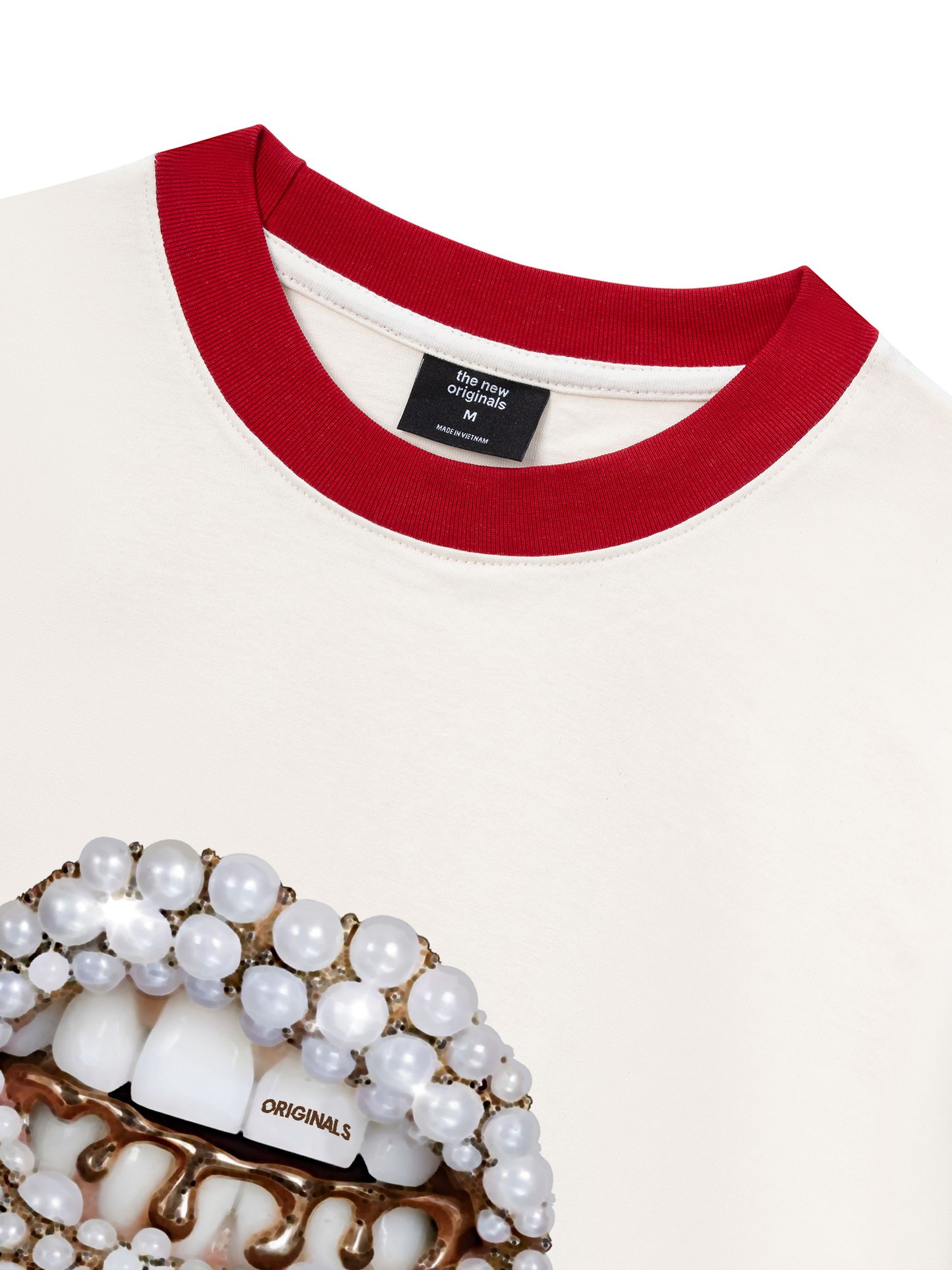 Áo Thun Ringer Relaxed Fit Art Pearl Lip Black