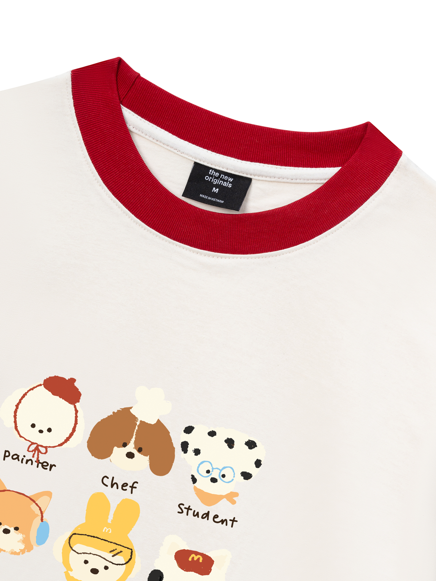 Áo Thun Ringer Relaxed Fit Animal Cute Puppy Things