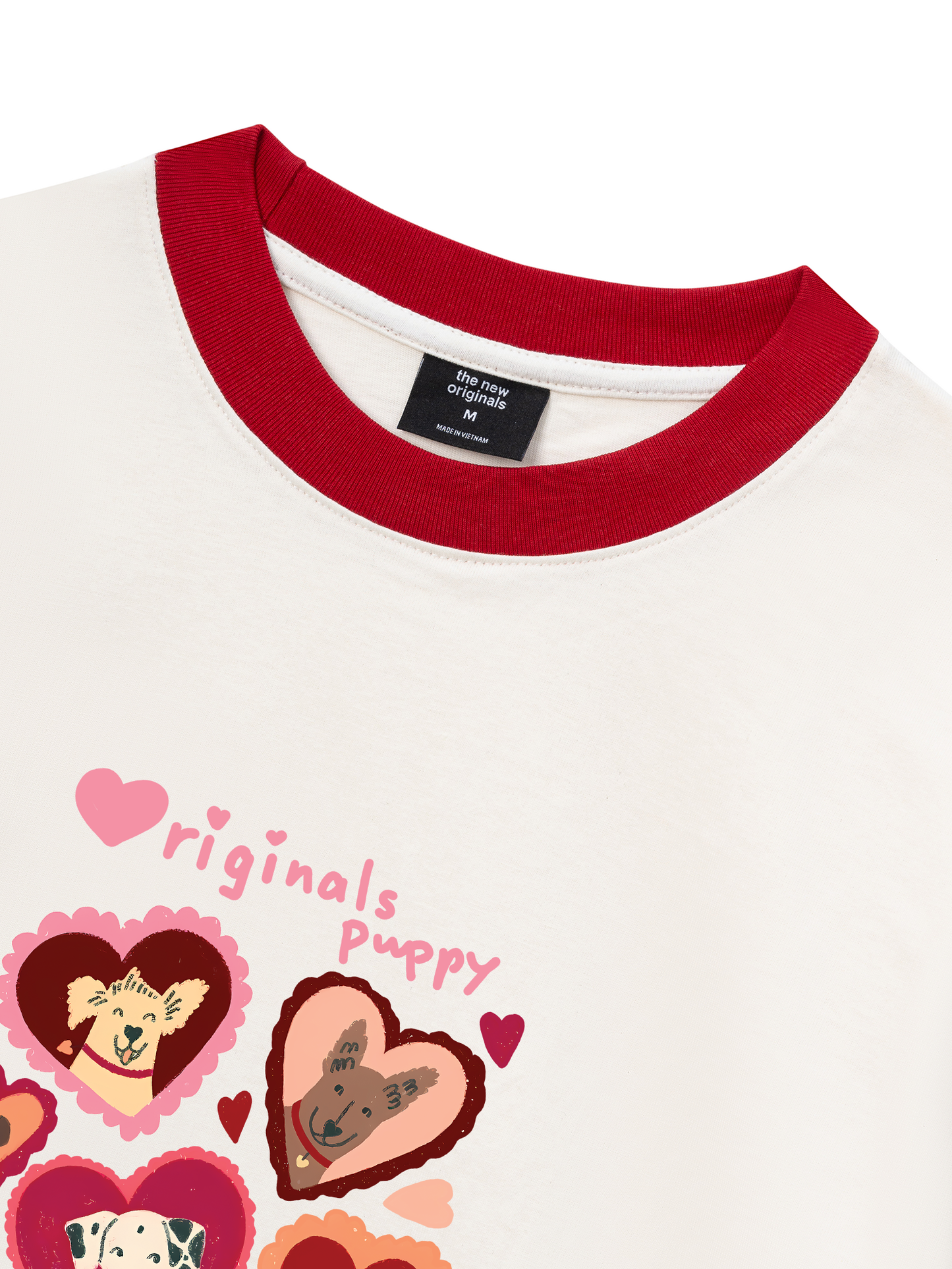 Áo Thun Ringer Relaxed Fit Animal Puppy Heart